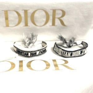 CHRISTIAN DIOR  Woven Cotton J'Adior Friendship Bracelet Set Black